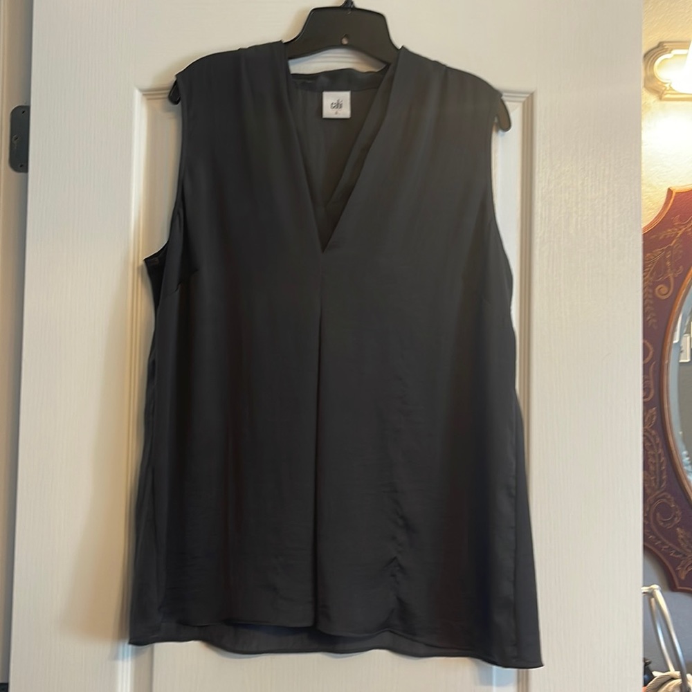 CAbi charcoal grey sleeveless blouse Size L